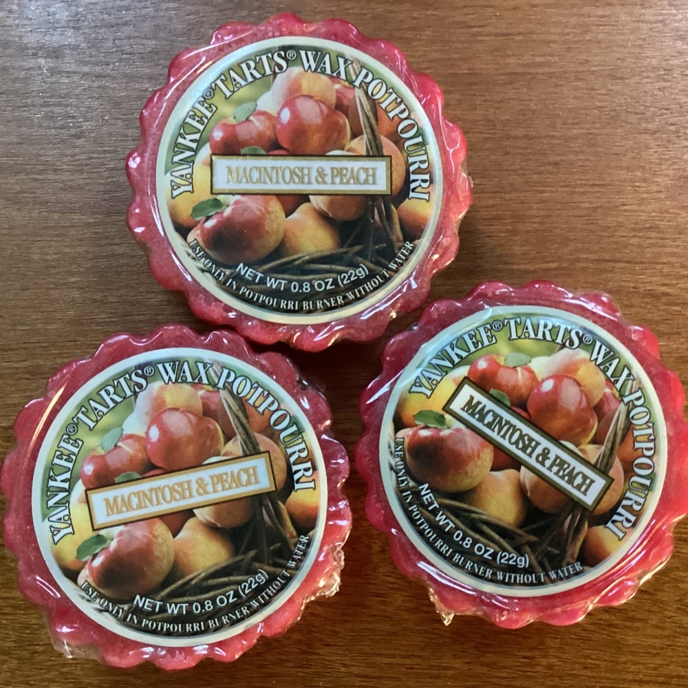 Yankee Candle Tarts Wax Potpourri Macintosh & Peach Bundle NEW 0.8 oz